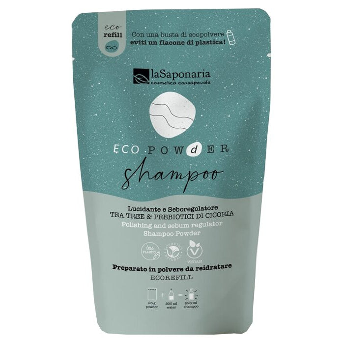 Ecopowder shampoo seboregolatore tea tree & prebiotici di cicoria refill